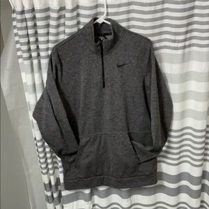 Nike Gray Zip Up Sweater with Stand-Up Collar